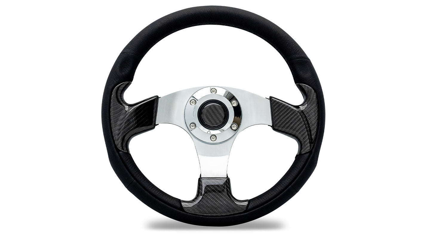 Custom Steering Wheel - Carbon Fiber w/Adapter, 66-77 Ford Bronco