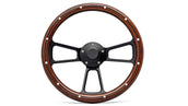 Black Billet Steering Wheel w/Mahogany Wood Wrap 