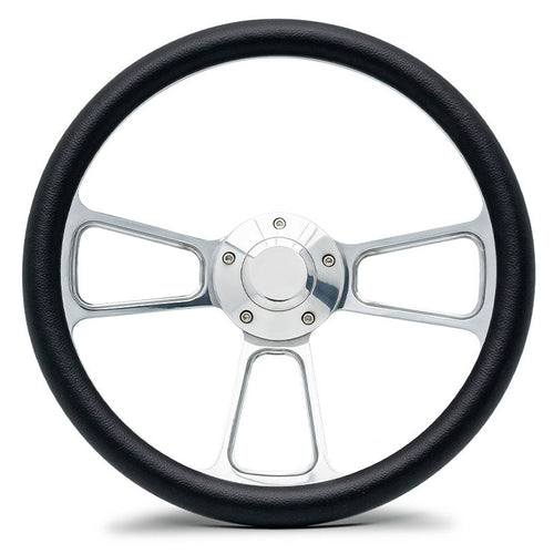 Polished Steering Wheel w/Black Vinyl Wrap