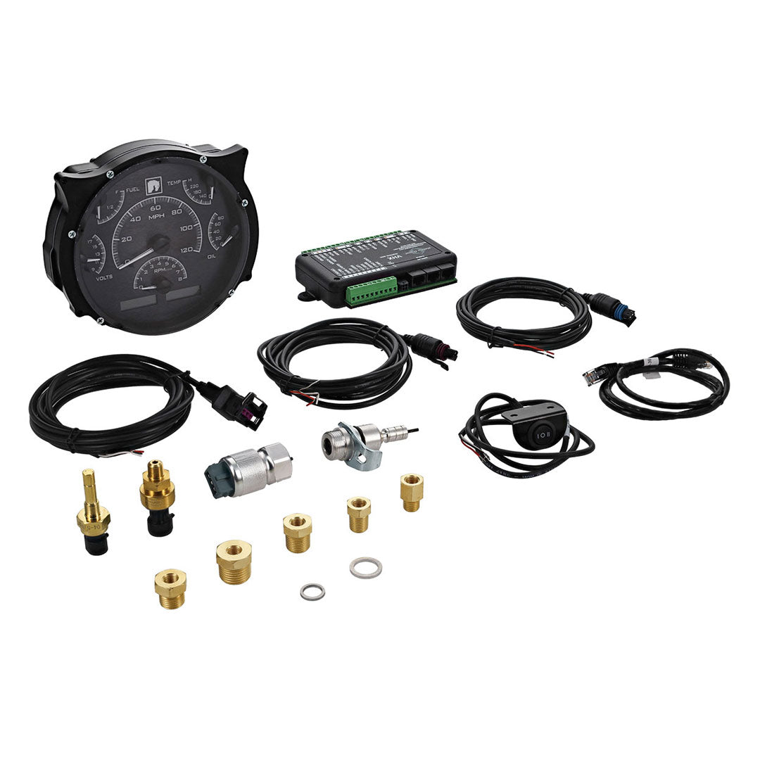 Dakota Digital VHX Speedometer, Black Alloy w/White Backlight, 66-77 Ford Bronco