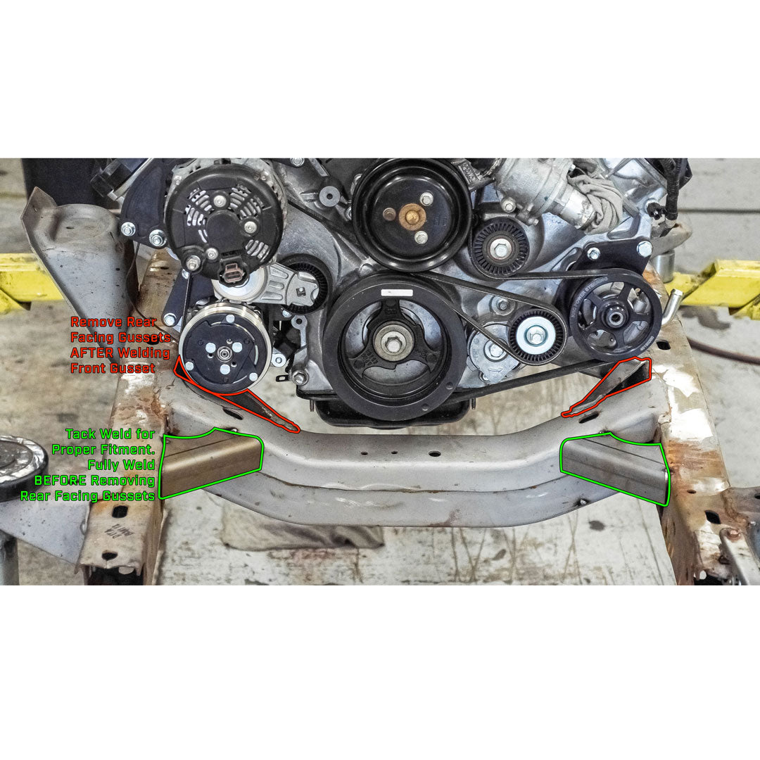 Coyote Swap Engine Crossmember Gusset Kit, 1966-77 Ford Bronco