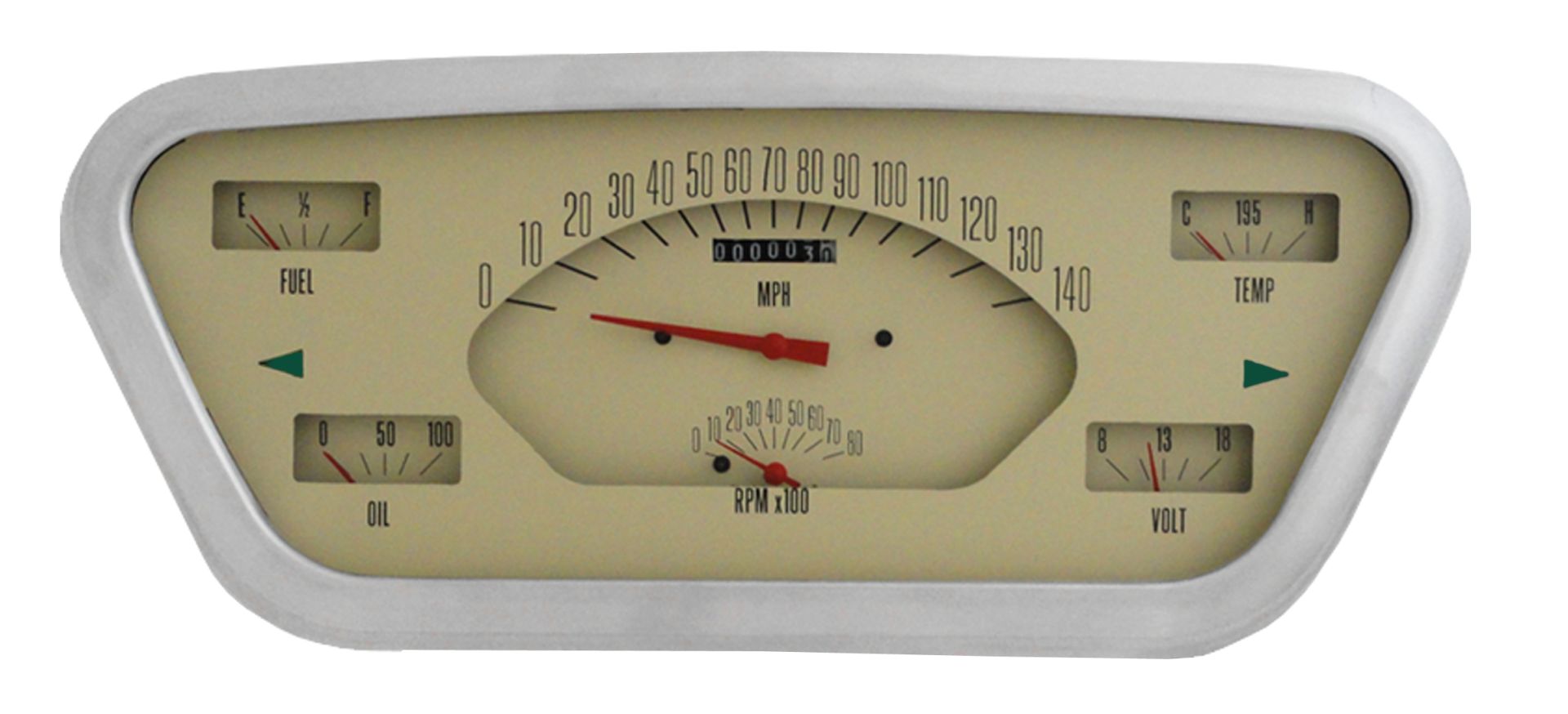 Classic Instruments Gauge Cluster, Tan, 1953-55 Ford Truck
