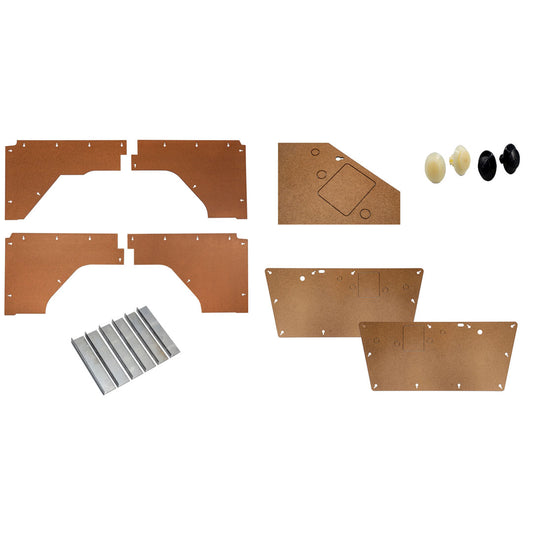 Bronco builder panel blanks in raw steel, front view with mounting holes