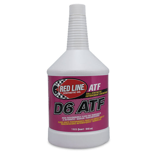 Red bottle of automatic transmission fluid with white label and black cap
