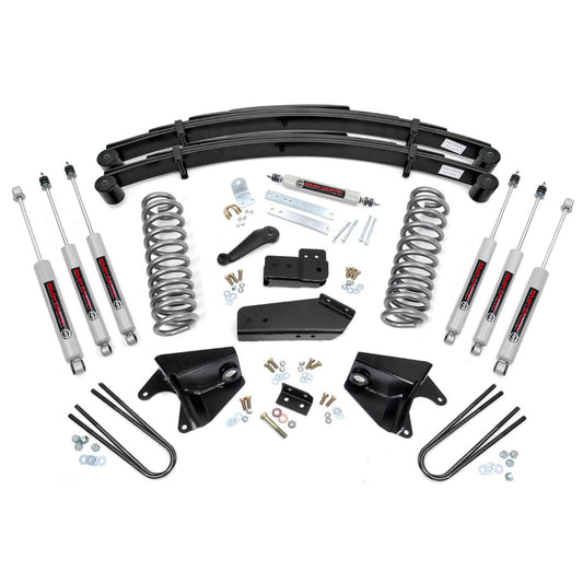 Black 4-inch lift kit with quad front shocks and rear springs for Ford Bronco
