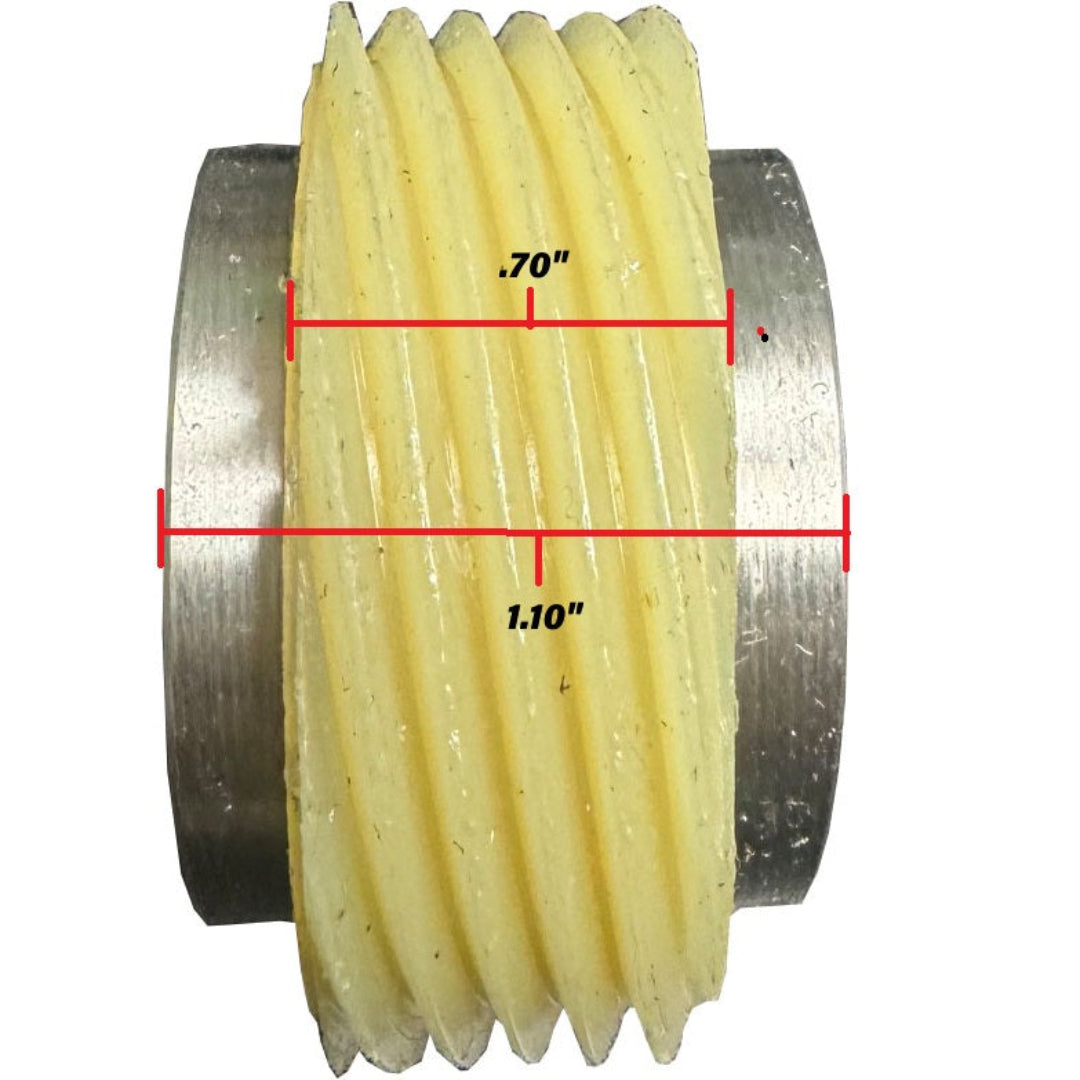 Seven-tooth speedometer drive gear with metal construction, side view