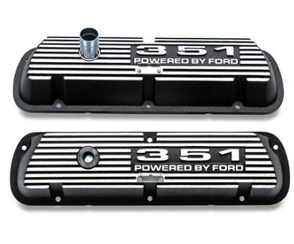 Black 351 Script Aluminum Valve Covers, Ford 351W - BLEM AA