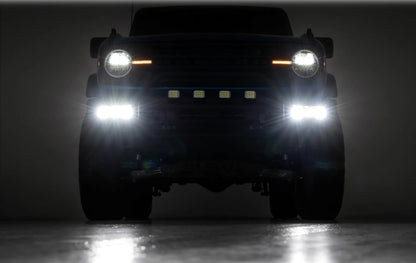 Triple LED Fog Light Kit - 2" Black Pair w/White DRL, 2021+ Ford Bronco