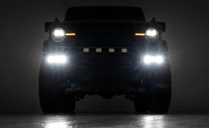 Triple LED Fog Light Kit - Black w/Amber DRL, 2021+ Ford Bronco