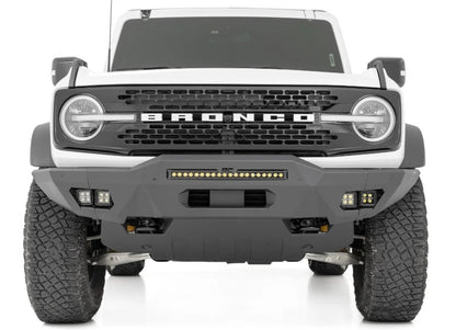 Front Modular Bumper w/20" Black LED Bar & Amber DRL Cubes, 2021+ Ford Bronco