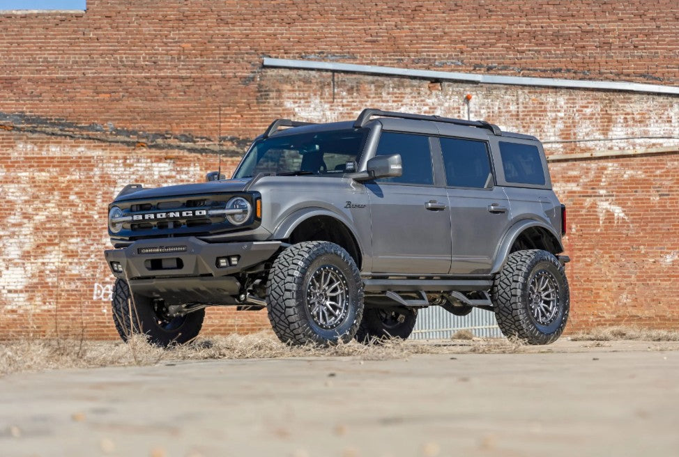 Front Modular Bumper w/20" Black LED Bar & Amber DRL Cubes, 2021+ Ford Bronco