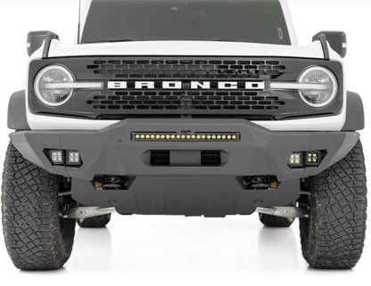 Front Modular Bumper w/20" Black LED Bar w/White DRL Cubes, 2021+ Ford Bronco