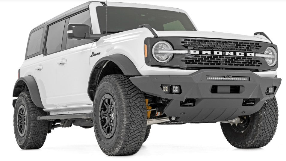 Front Modular Bumper w/20" Black LED Bar w/White DRL Cubes, 2021+ Ford Bronco