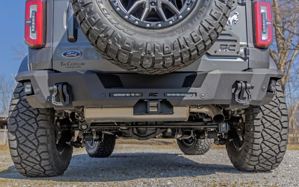 Rear Bumper w/6" Slim LED & Black Flood Cubes, 2021+ Ford Bronco