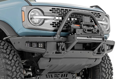 High Winch Mount w/20" Black Single Row LED Bar, DRL & 9500S Winch, 2021+ Ford Bronco