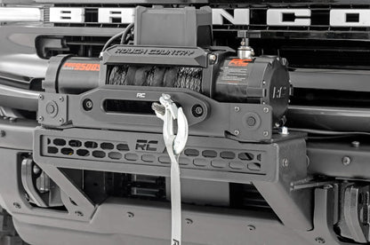 High Winch Mount w/20" Black Single Row LED Bar & 9500S Winch, 2021+ Ford Bronco