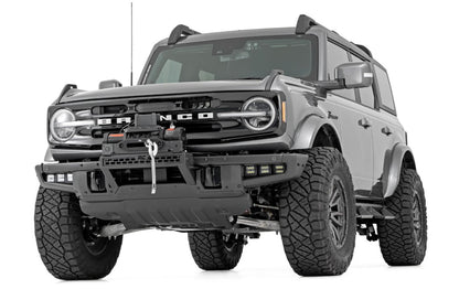 High Winch Mount w/20" Black Single Row LED Bar & 12000S Winch, 2021+ Ford Bronco