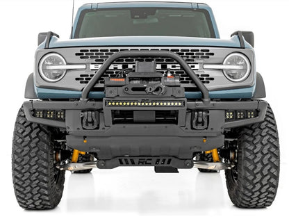 High Winch Mount w/20" Black Single Row LED Bar, DRL & 12000S Winch, 2021+ Ford Bronco