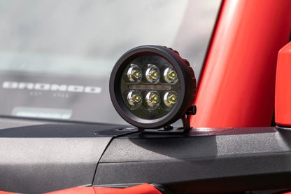 LED Ditch Light Kit - 3.5" Black Round Pair w/Amber DRL, 2021+ Ford Bronco
