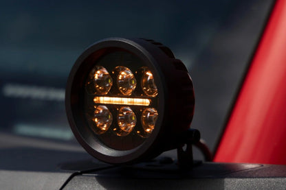 LED Ditch Light Kit - 3.5" Black Round Pair w/Amber DRL, 2021+ Ford Bronco