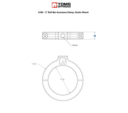 2" Roll Bar Accessory Mount Clamp, Centered Mount