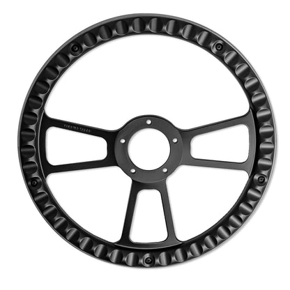 Black Billet Steering Wheel w/Mahogany Wood Wrap