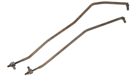 Used V8 column shift rods with visible wear, side view