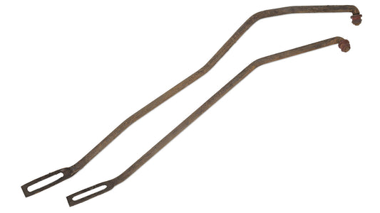 Used V8 column shift rods with visible wear, side view