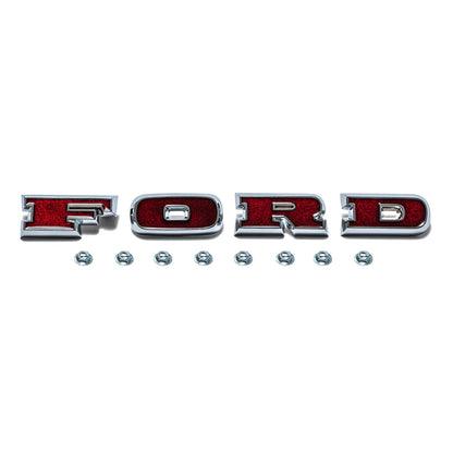 FORD Grille Emblem Letters, Deep Red, 1966-77 Ford Bronco