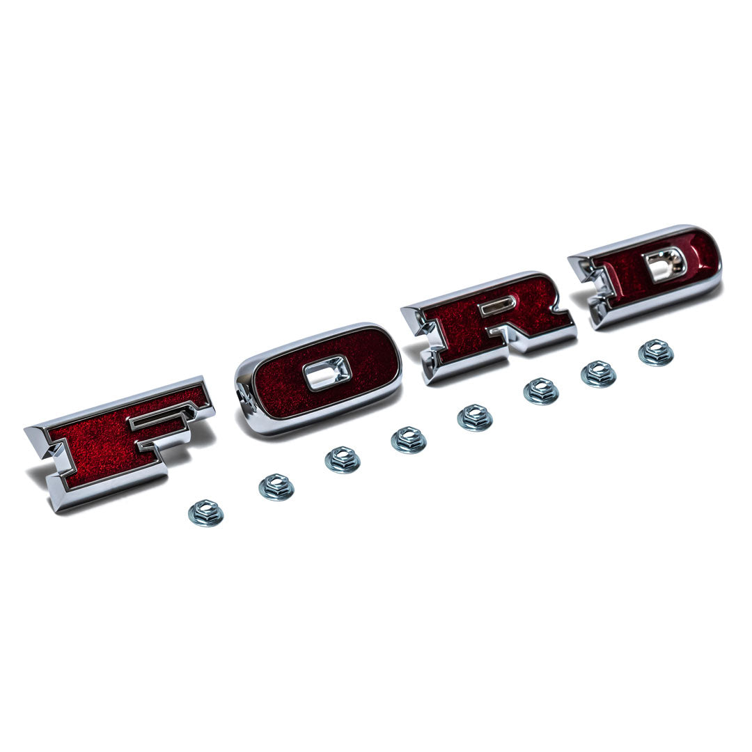 FORD Grille Emblem Letters, Deep Red, 1966-77 Ford Bronco