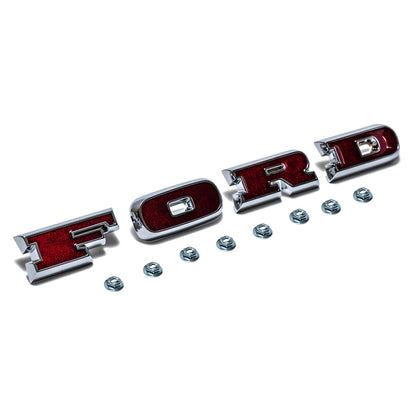 FORD Grille Emblem Letters, Deep Red, 1966-77 Ford Bronco