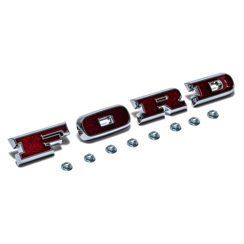 FORD Grille Emblem Letters, Deep Red, 1966-77 Ford Bronco