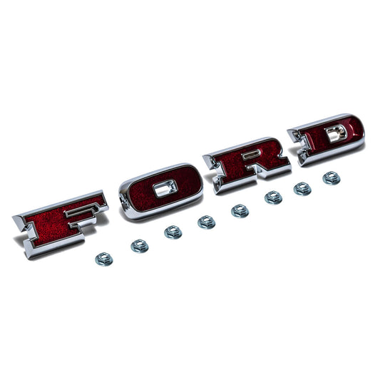 FORD Grille Emblem Letters, Deep Red, 1966-77 Ford Bronco