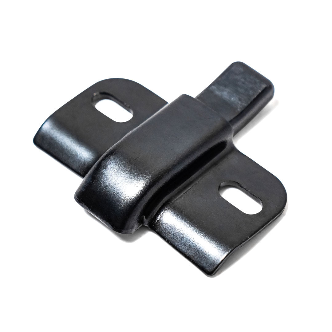 Black steel anti-theft tailgate post kit with mounting hardware, side view