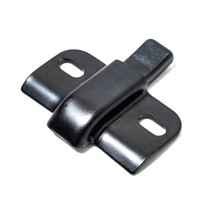 Black steel anti-theft tailgate post kit with mounting hardware, side view