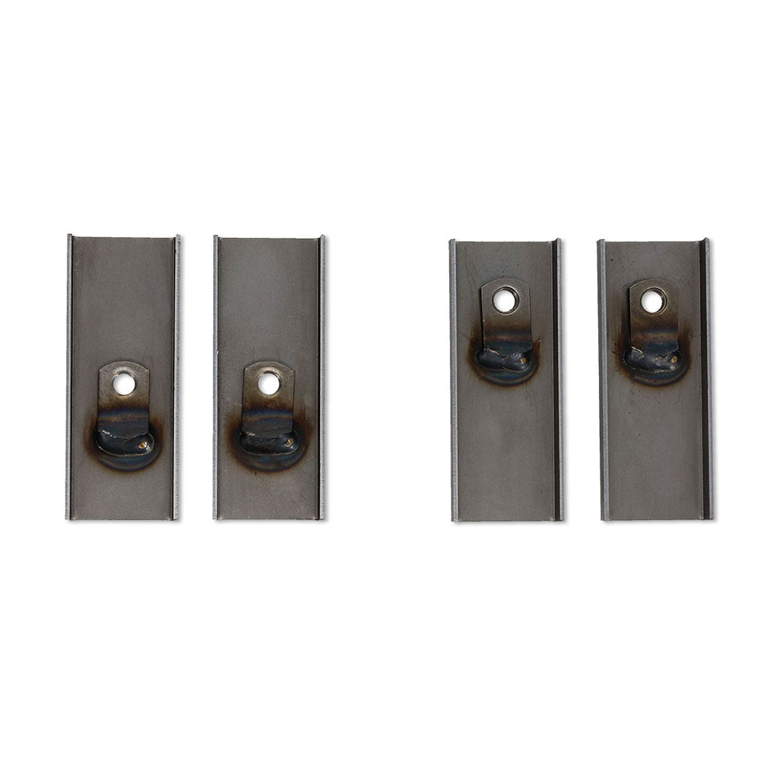 Set of four steel reinforcement brackets for Ford Bronco floor pan, side view