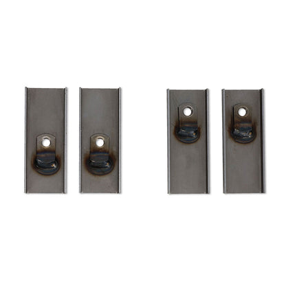 Set of four steel reinforcement brackets for Ford Bronco floor pan, side view