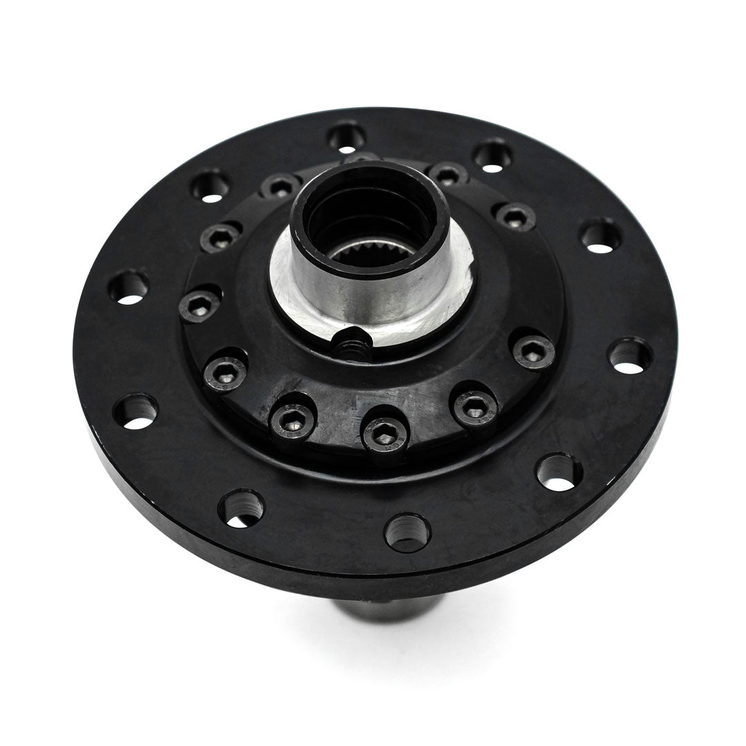 Black steel traction system with bolt-on design for Ford 9'' differential, side view