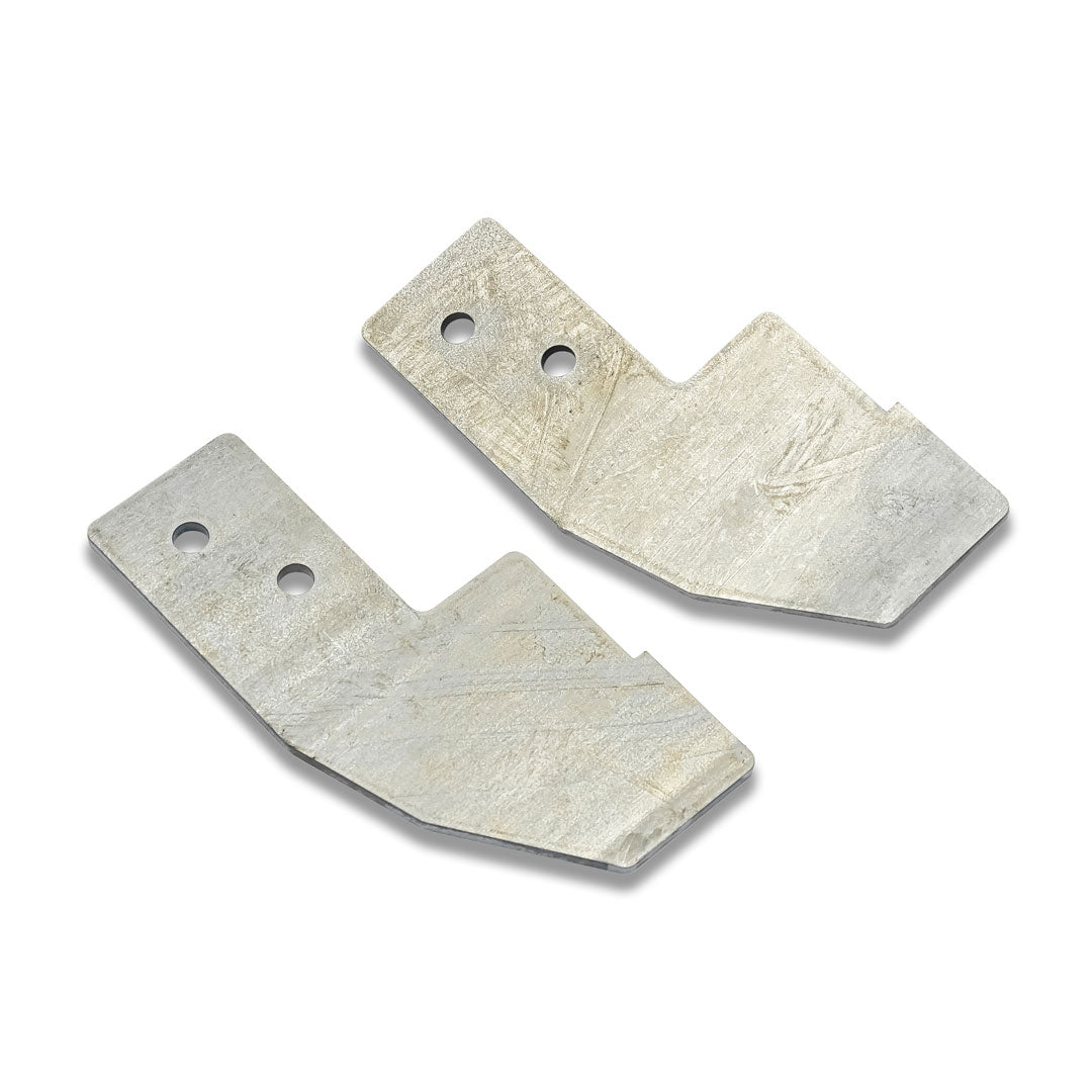 Pair of black steel stiffening braces for rear bumper, side view
