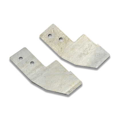 Pair of black steel stiffening braces for rear bumper, side view