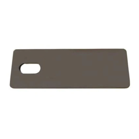 Bronze metal fuel filler neck bracket with mounting holes, side view
