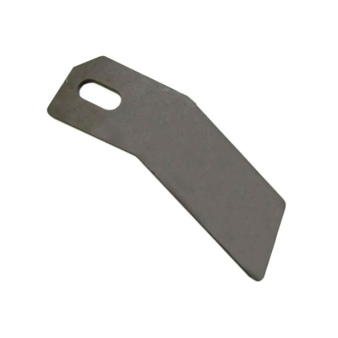 Metal fuel filler neck support bracket with mounting holes, side view