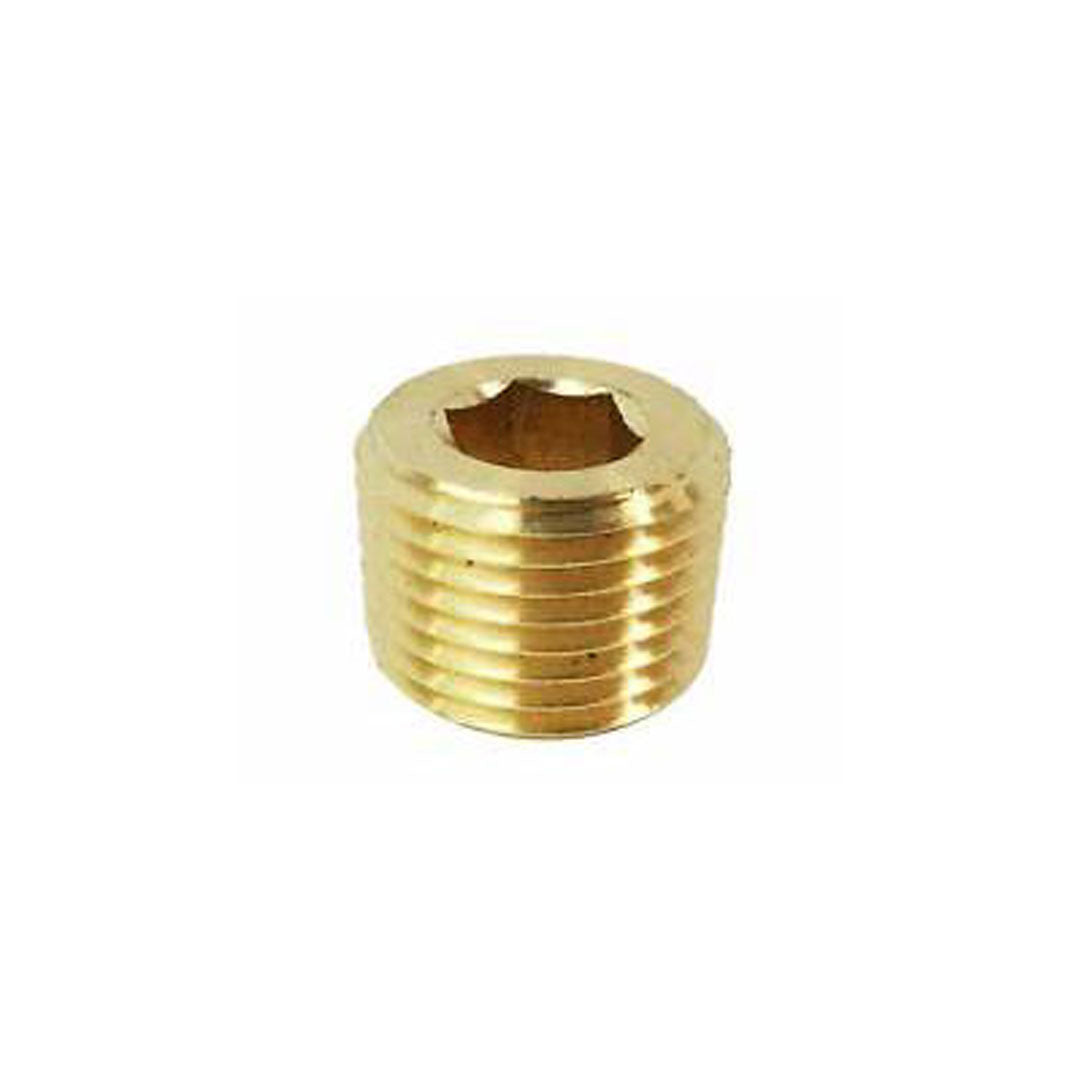Aluminum radiator plug with copper core for cooling lines, close-up detail