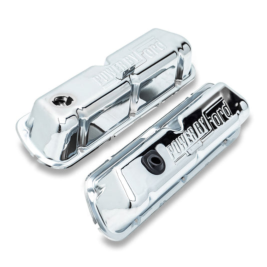 "Power by Ford" OE Style Valve Covers, V8, Chrome, pair