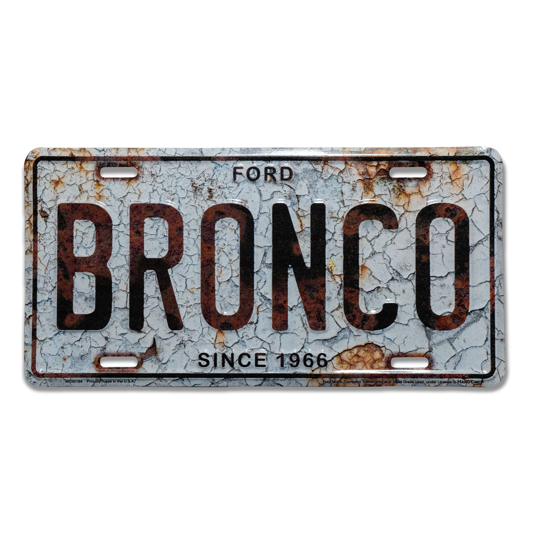Embossed Sign - Bronco, Cracked License Plate
