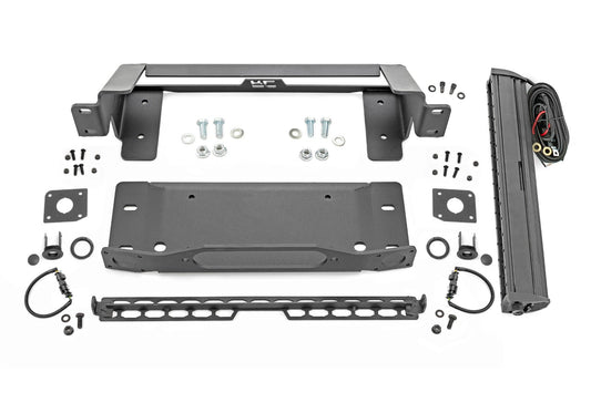High Winch Mount w/20” Black Single Row LED Bar - 21-24 Bronco