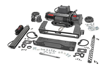 High Winch Mount w/20” Black Single Row LED Bar & 12000S Winch - 21-24 Bronco