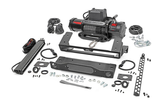 High Winch Mount w/20” Black Single Row LED Bar & 12000S Winch - 21-24 Bronco