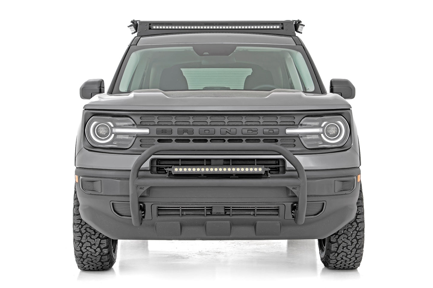 Nudge Bar w/20" Chrome Single Row LED Bar, 2021+ Ford Bronco Sport