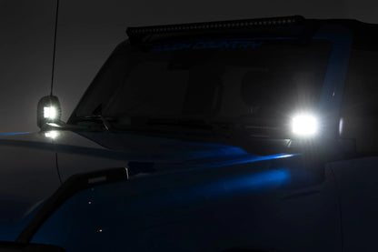LED Ditch Light Kit - 2" Chrome Wide Pair, 2021+ Ford Bronco